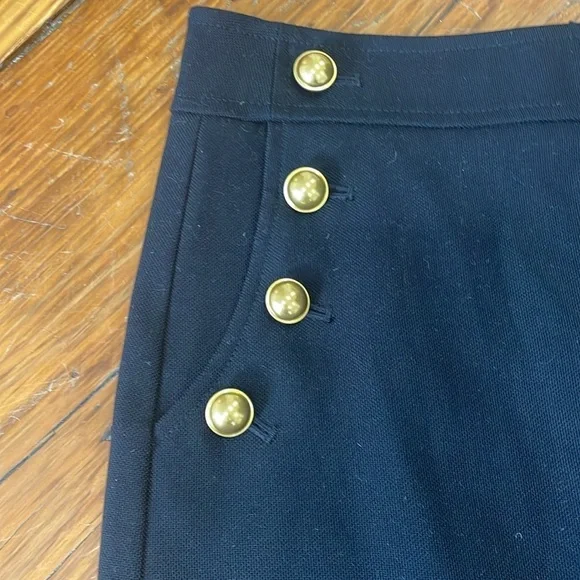 Anne Taylor Loft Sailor Pencil Black and Gold Skirt with gold buttons size 2 - Picture 2 of 10